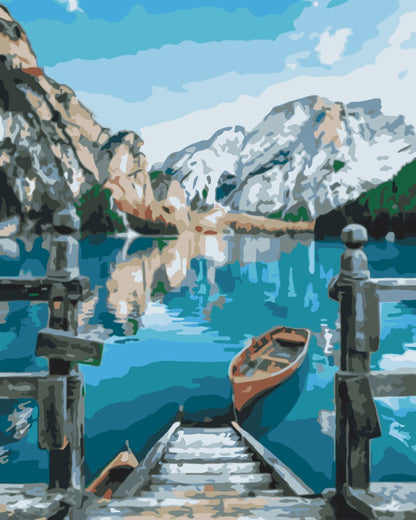 Boat by lake Braies