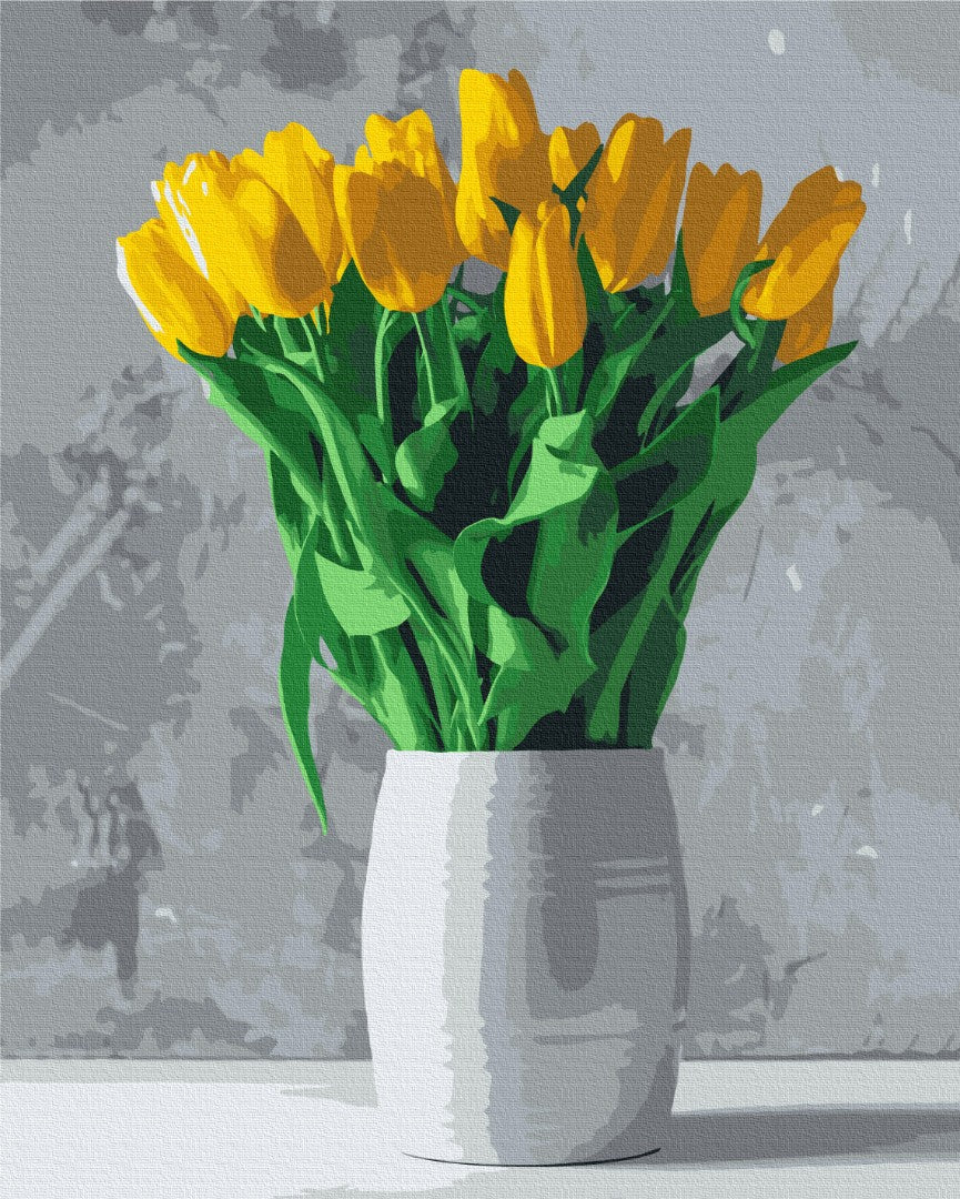 Bouquets of yellow tulips