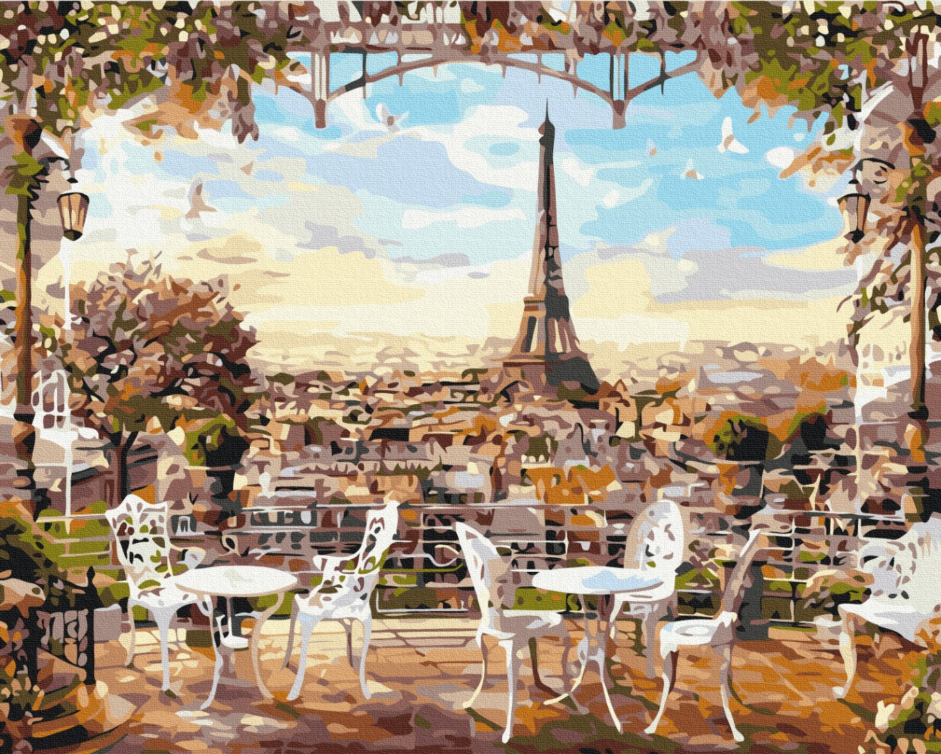 Cafe overlooking the Eiffel Tower