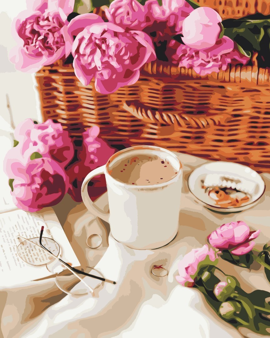 Peonies in a basket