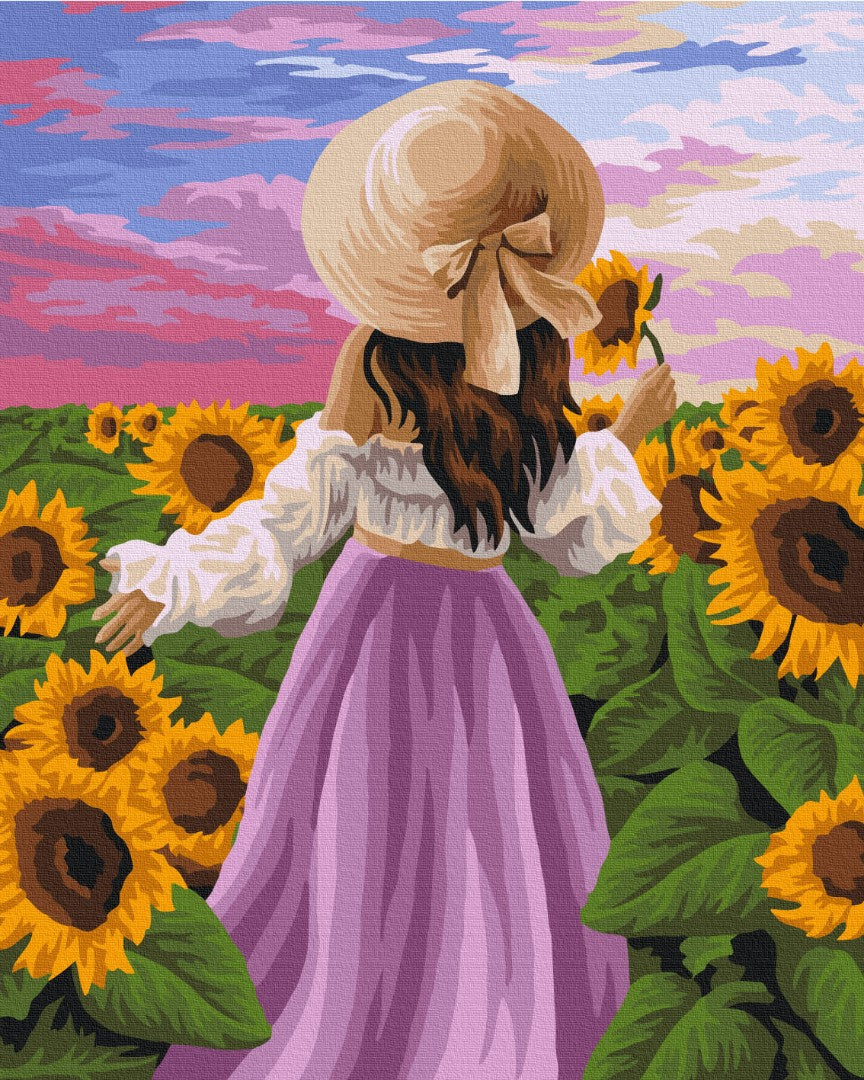 Lady in sunflowers