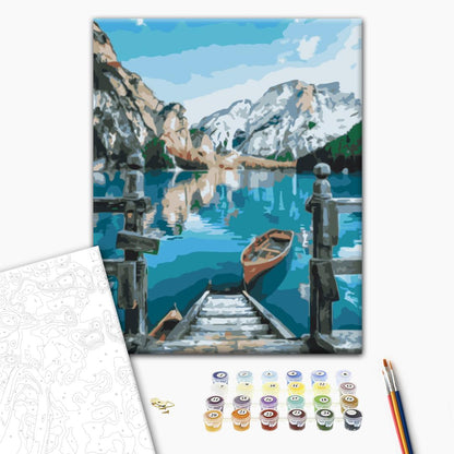 Boat by lake Braies