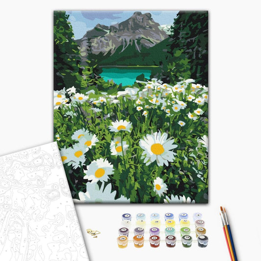 Daisies by the mountains